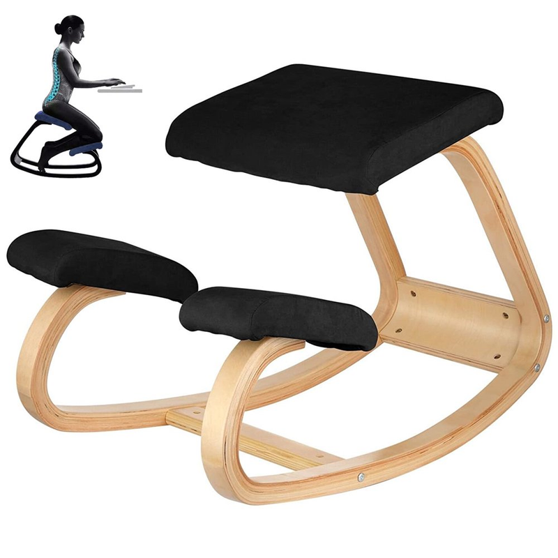 ERGONOMIC Wood Kneeling Chair Rocking Stool Home Office Body Shape Posture Seat