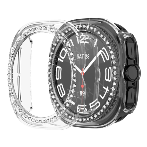 For Samsung Galaxy Watch Ultra 47mm Diamond Bling PC Case Cover Screen Protector