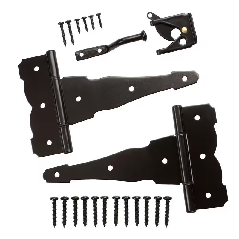 Everbilt Gate Hinge Latch Set Black Steel Fence Gate Hardware Padlock Ready Kit