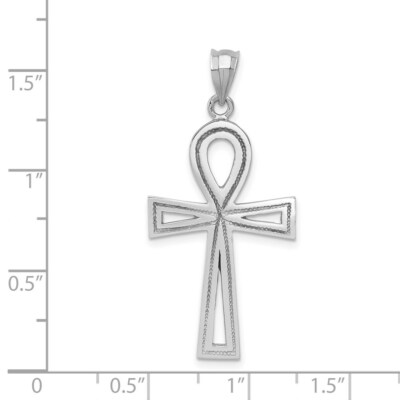 Pre-owned Skyjewelers Real 14kt White Gold Ankh Cross Pendant