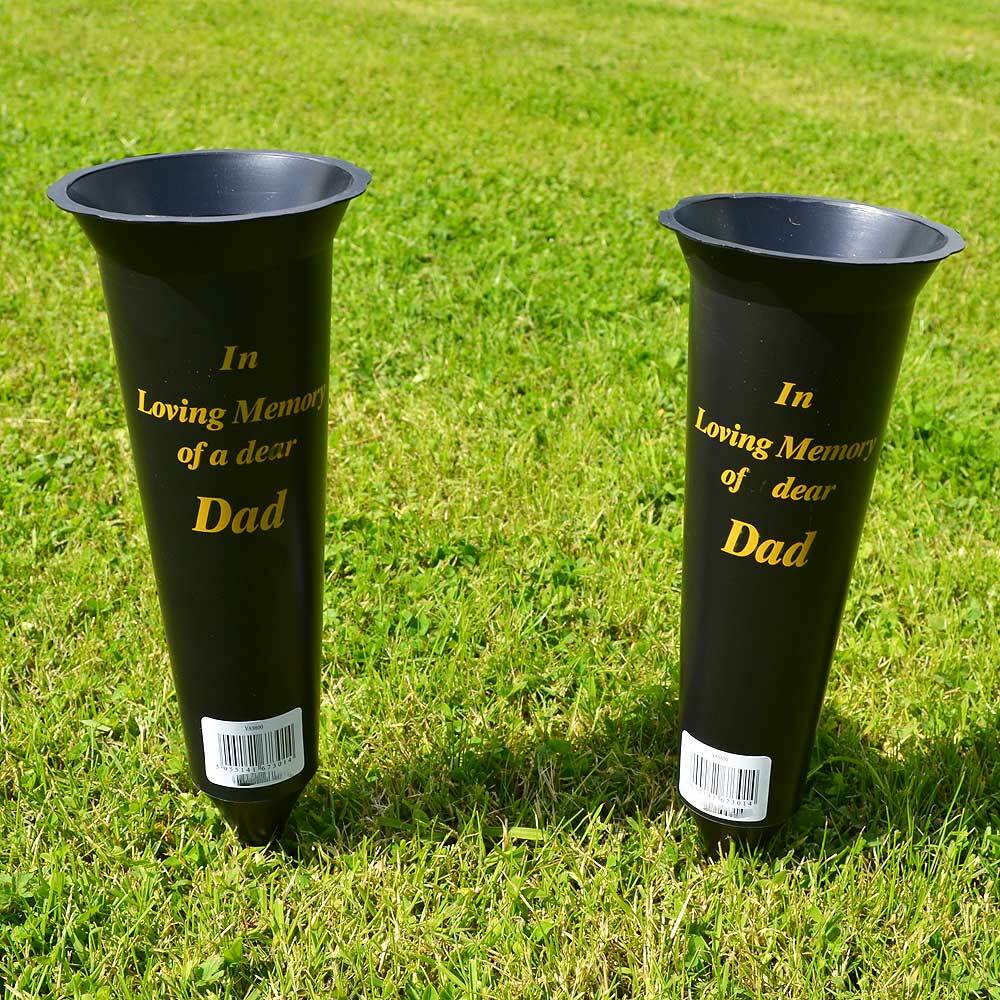 Set Of 2 Son In Loving Memory Memorial Spiked Grave Flower Vases