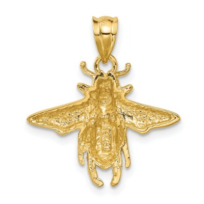 Pre-owned Skyjewelers Real 14kt Yellow Gold Solid Open-backed Bee Pendant