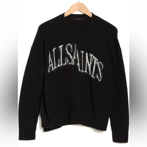 Pre-owned Allsaints Split Logo Cotton Pullover Sweater In Multicolor
