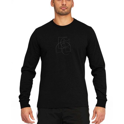 

Puma Parquet Graphic Crew Neck Long Sleeve TShirt Mens Size  Casual 599937-05, Черный, Puma Parquet Graphic Crew Neck Long Sleeve TShirt