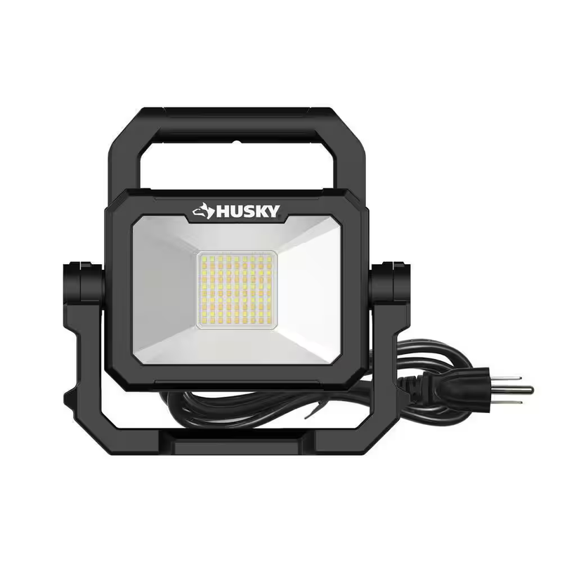 Husky LED Work Light 3000 Lumen Corded Portable Job Site Shop Garage Light