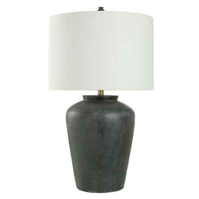 StyleCraft Table Lamp 31'' Toggle Button 3Way Light Cement Distressed Black/White