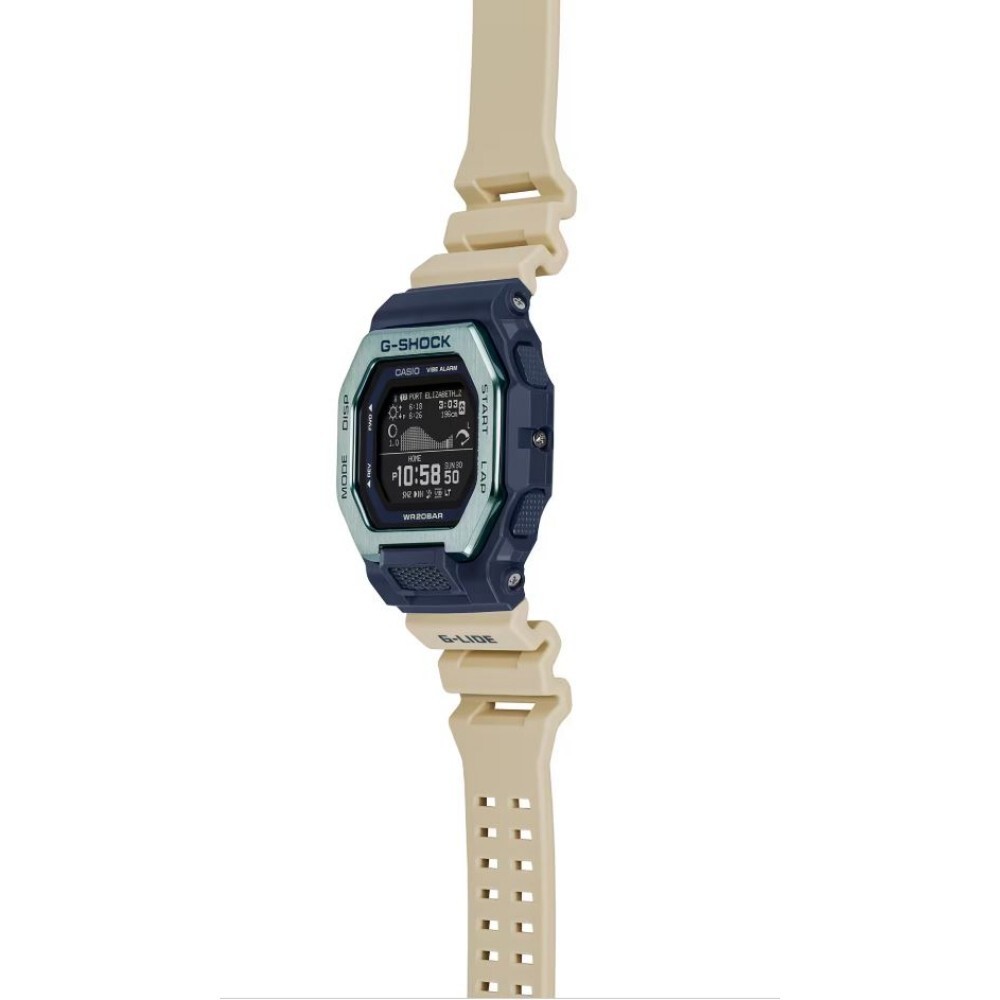 Pre-owned Casio G-shock Digital White Resin Strap Men Watch Gbx-100tt-2dr