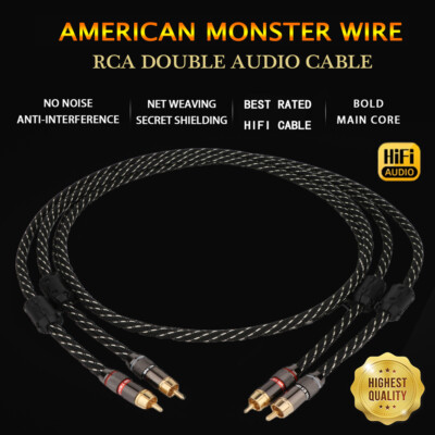 Hi-Fi Pair Audio 2Rca to 2Rca Interconnect Cable Stereo RCA Premium Wire lot
