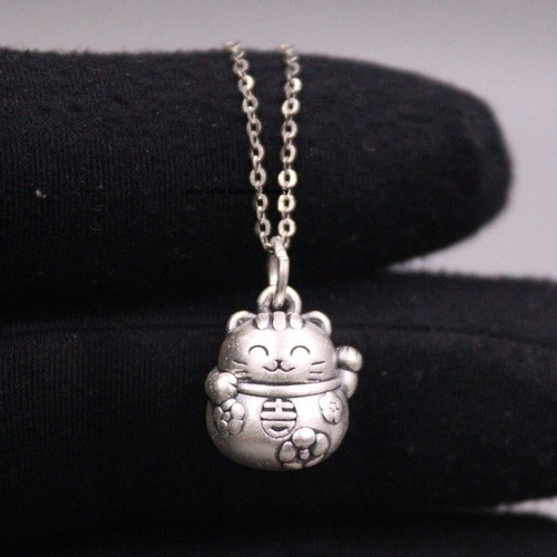 1pcs Pure S999 Fine Silver 999 Men Women Lucky Fortune Cat