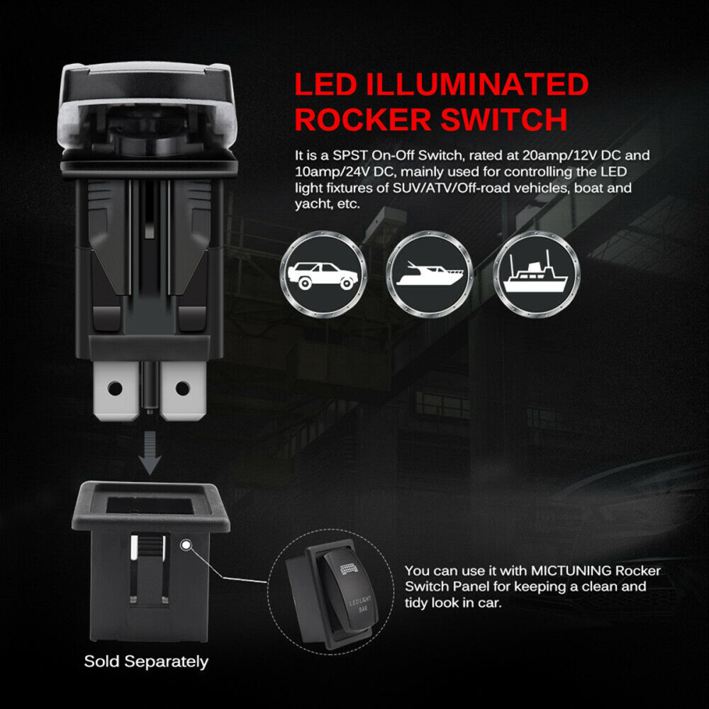 Details About Led Light 5 Pin Rocker Switch Amp Jumper Wire For Suv Off Road Vehicle Boat Yacht