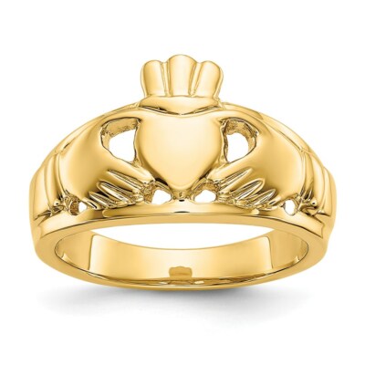 Pre-owned Superdealsforeverything Real 14kt Yellow Gold Polished Ladies Claddagh Ring S:6
