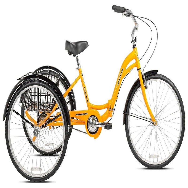 26" Alameda Folding Adult Tricycle Comfort Ride Cruiser Trike, Yellow Sunset