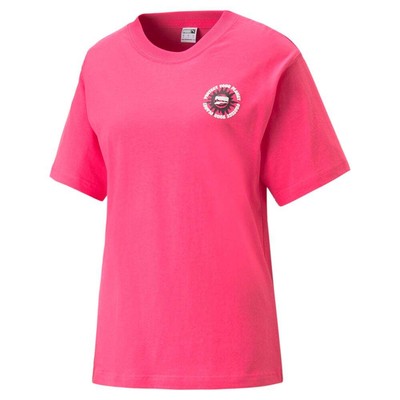

Puma Downtown Graphic Crew Neck Short Sleeve TShirt Womens Size  Casual Tops 5, Розовый