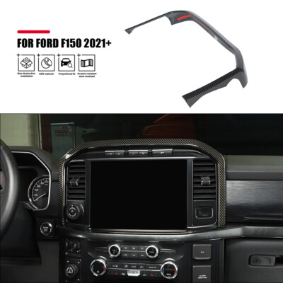 Center Console Dash Navigation Cover Trim Frame For Ford F150 2021+ Carbon Fiber
