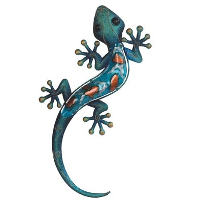 Q-Max 19'' Long Metal Blue Lizard Statue Decoration Figurine Blue Large