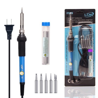 Soldering Iron Kit Electric 60W 110V Adjustable Temperature Soldering Gun Wel...