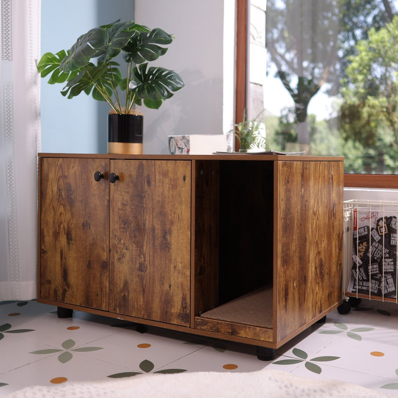 Enclosure, Litter Box Furniture, Brown, 35.8x20.47x19.88