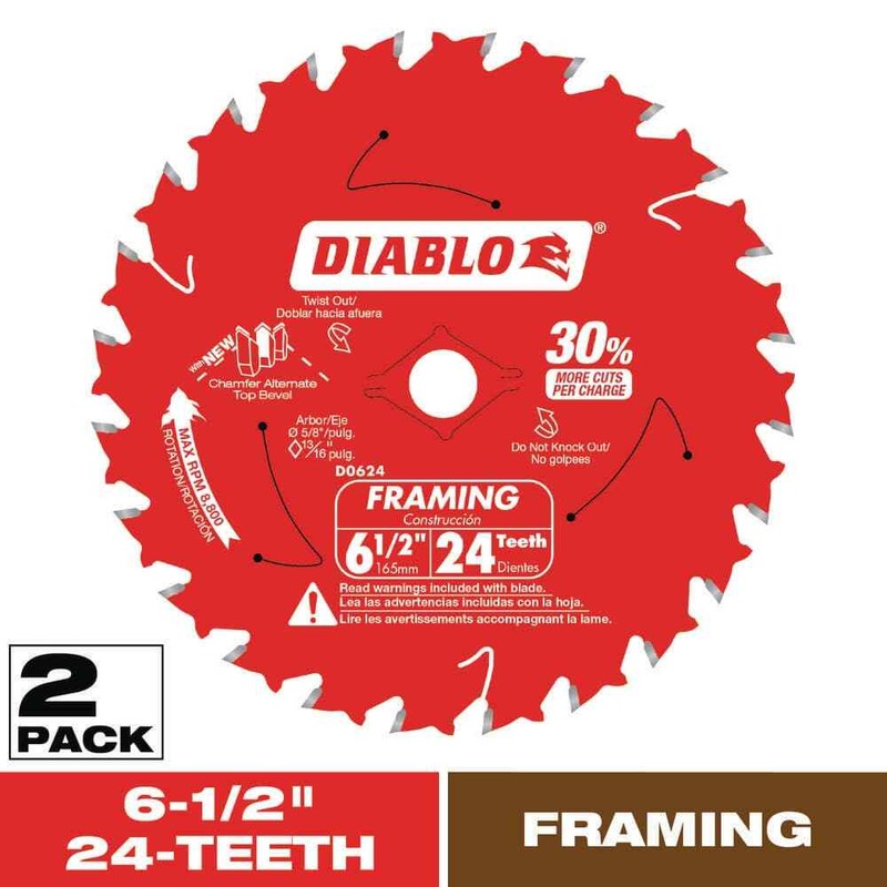 DIABLO 6-1/2in. x 24-Teeth Framing Circular Saw Blade for Wood