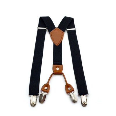 Clips Suspenders 4 Clips Elastic Adjustable Braces Mens Womens Unisex Clip-on