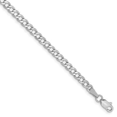 Pre-owned Superdealsforeverything Real 14kt White Gold 3.35mm Semi-solid Curb Link Chain Chain Bracelet; 7 Inch