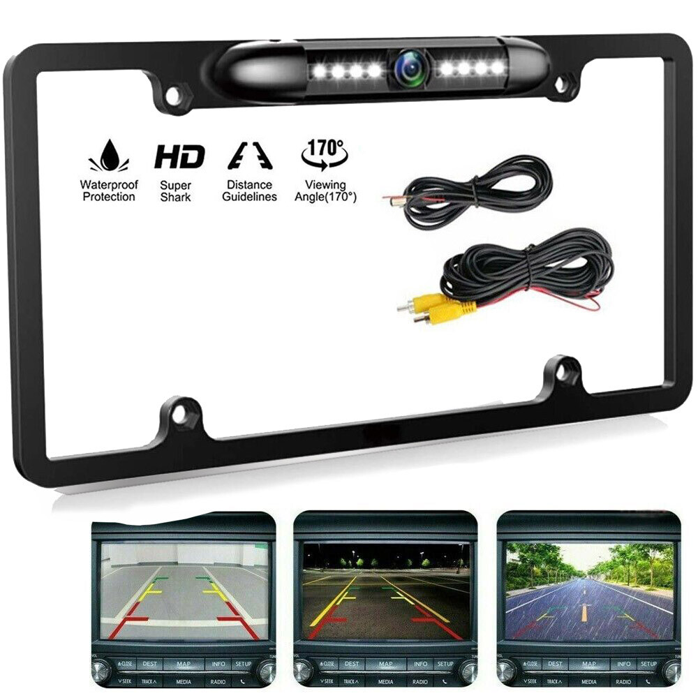 US License Plate Metal Frame Rear View Backup Camera CMOS HD Night