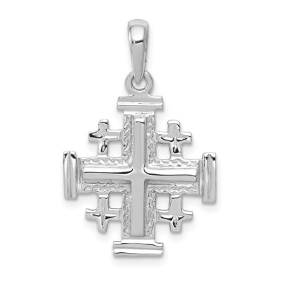Pre-owned Skyjewelers Real 14kt White Gold Jerusalem Cross Pendant