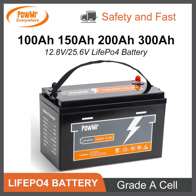 100Ah 150Ah 200Ah 300Ah LiFePo4 Battery Capacity Pack 12V 24V Grade A Cell Lithi
