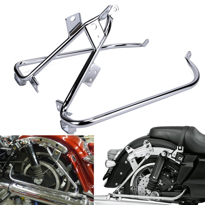Chrome Saddle Bag Support Bracket For Harley Touring Electra Glide Road