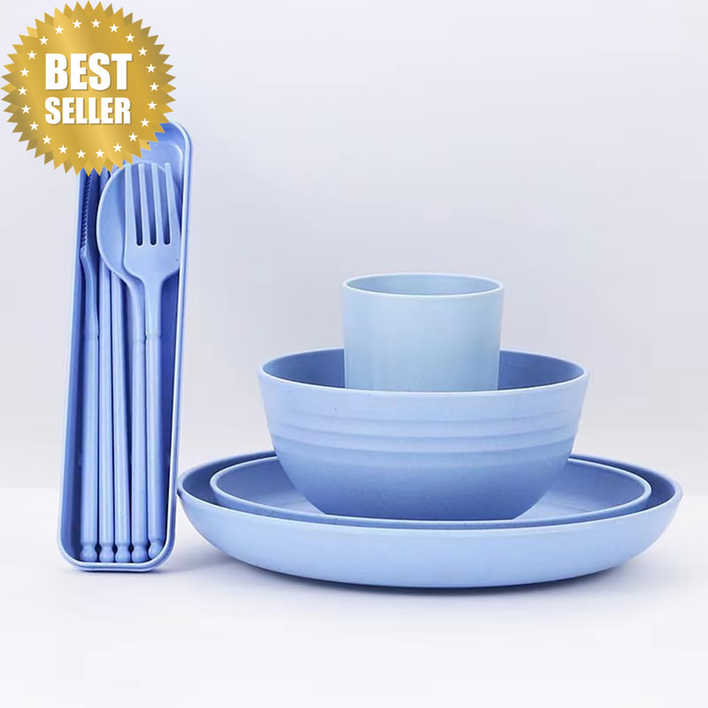 Wheat Straw Dinnerware Sets, Microwave & Dishwasher Safe Unbreakable Dinnerware