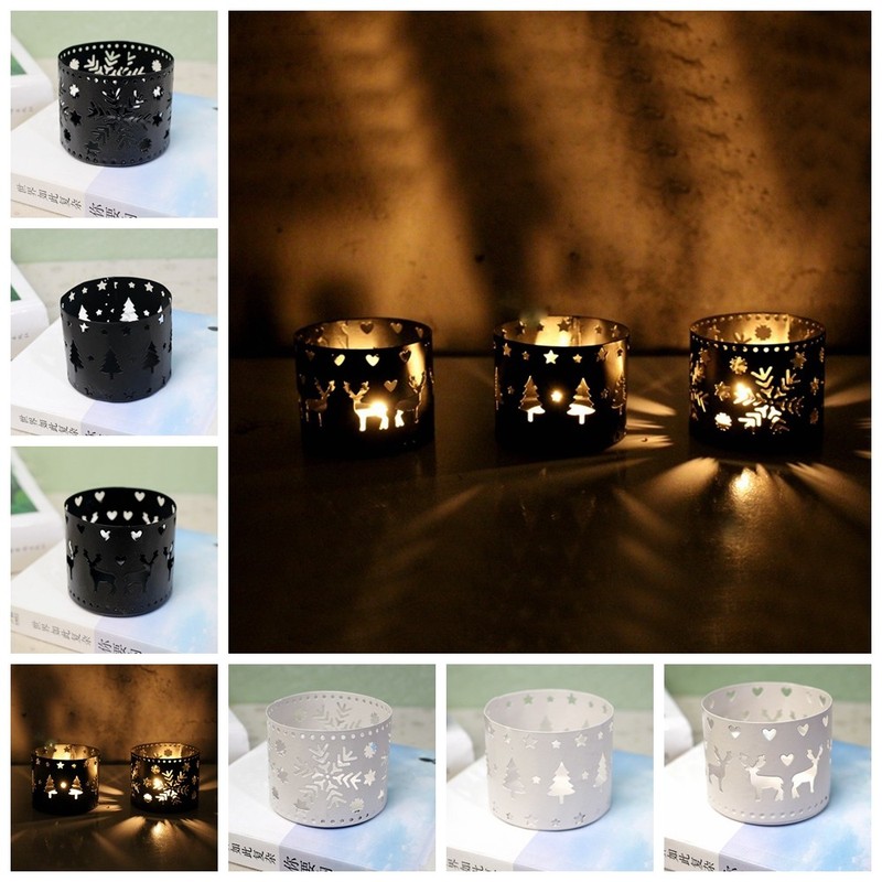 Xmas Festival Decor Christmas Candle Holder Lanterns Shape Iron