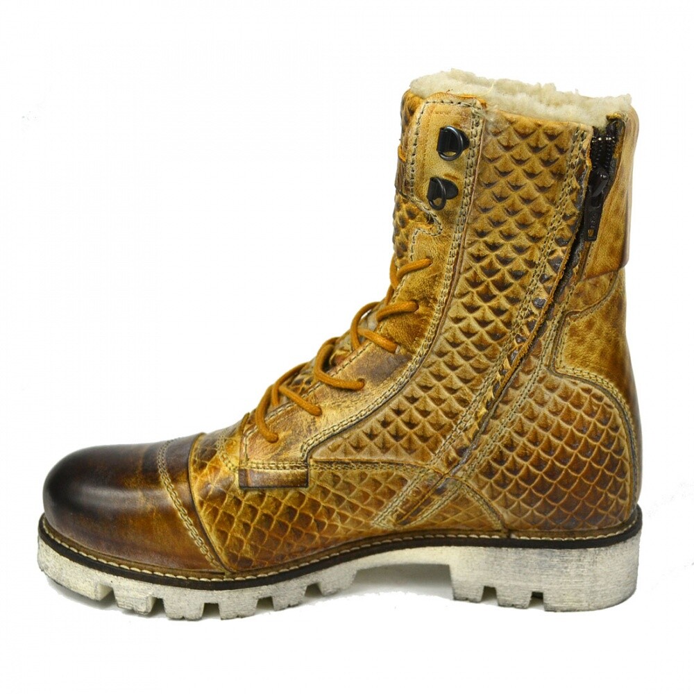 YELLOW CAB YELLOW CAB DAMEN MILITARY W STIEFEL Y25166 LEDERSTIEFEL GEFÜTTERT WOLLE CAMEL