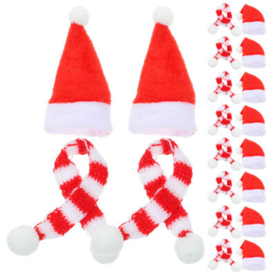  20 Pcs Small Santa Hats Mini Christmas for Crafts Scarf Doll Wine Bottle Cover
