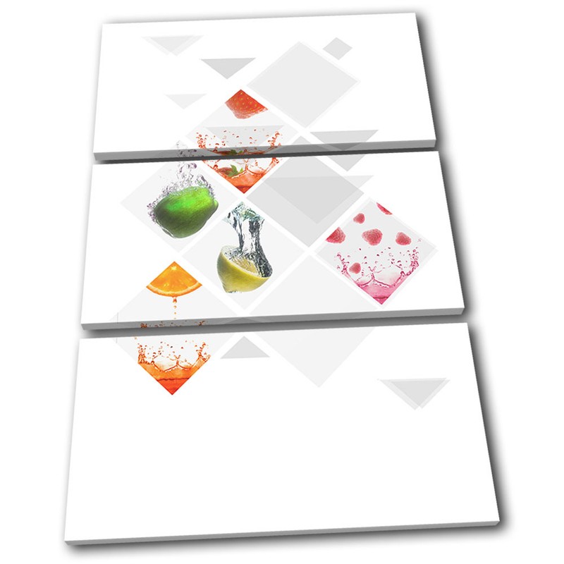 Fruit Splashes Colourful Food Kitchen Treble Toile Murale Art Photo Print