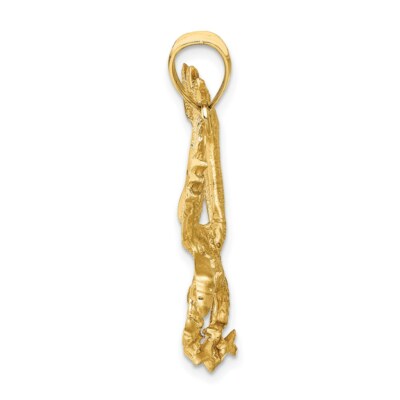 Pre-owned Superdealsforeverything Real 14kt Yellow Gold Satin Diamond-cut Eagle Pendant