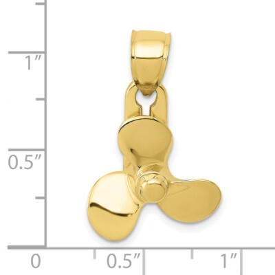Pre-owned Superdealsforeverything Real 10kt Yellow Gold 3-d Moveable Blade Propeller Pendant