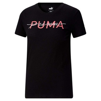 Футболка с круглым вырезом и коротким рукавом Puma Double Up, женские повседневные топы размера XS 674626