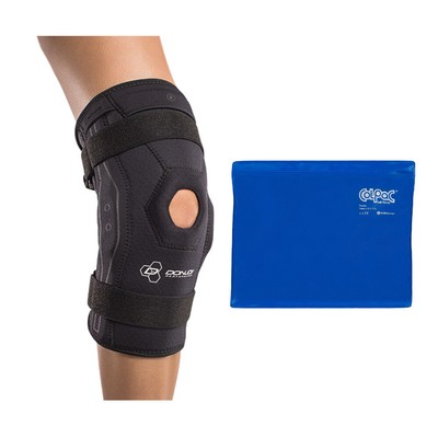 DonJoy Performance Bionic Knee Brace (Black, Large) and Ice Pack (11 x 14'')
