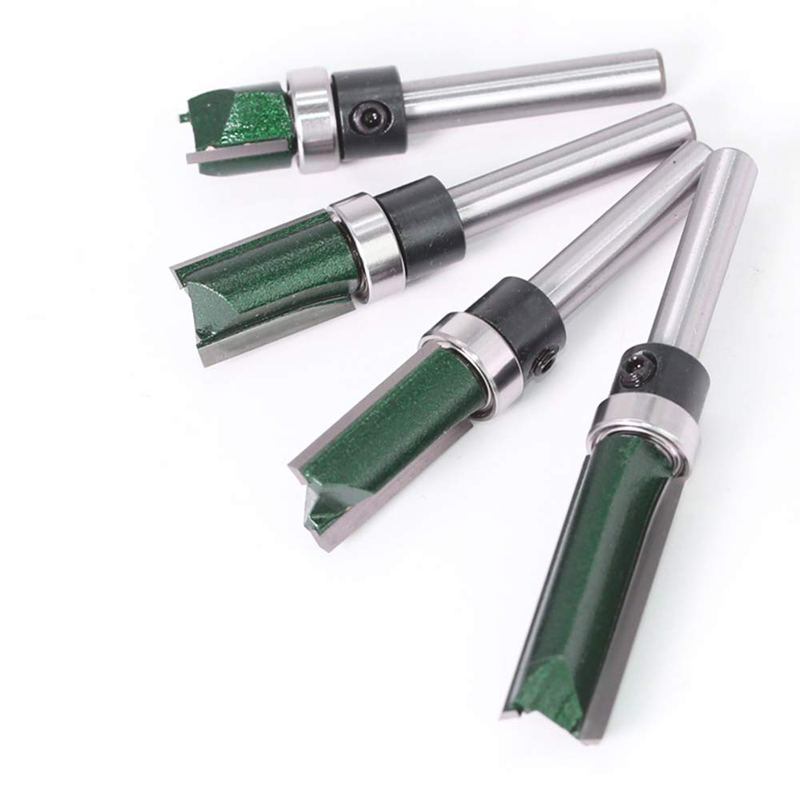 Industrial Grade 4Pcs 1/4 Inch Shank Flush Trim Router Bit Set Straight Pattern