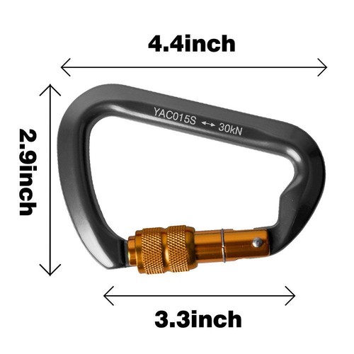 CARABINER STEEL Twist Lock 30KN Screw Locking Rock Climbing Hiking Gate Outdoor