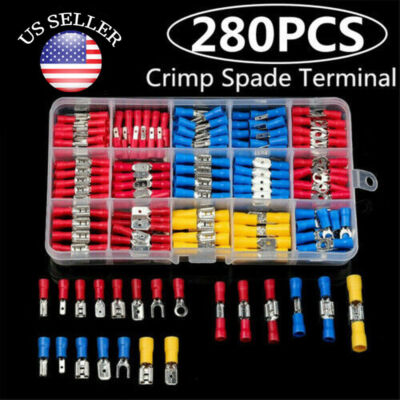 280PCS Assorted Insulated Electrical Wire Crimp Connectors Spade Terminals Kit