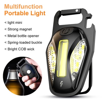 500 Lumens Mini COB Flashlight Multifunction Rechargeable Keychain LED Light