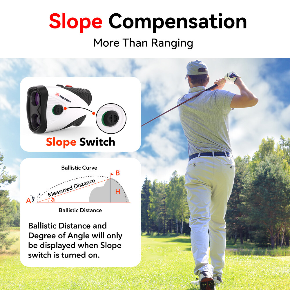 REDTIGER 1200 Yard Golf Rangefinder Slope 7X Magnification Laser Range Finder