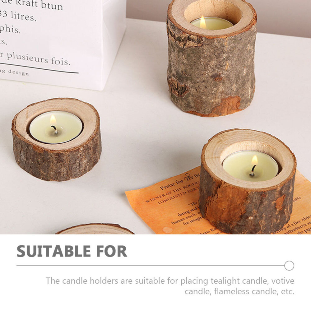 2PCS Tealight Candle Holder Rustic Candle Holder Wooden Tea Light Candle Holders