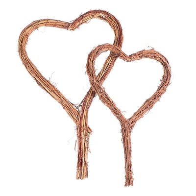  2 Pcs Grapevine Wreaths Natural Twig Garland Heart Decorations Love