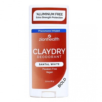 Белый дезодорант Zion Health Clay Dry Bold-Santal, 2,8 унции. Придерживаться