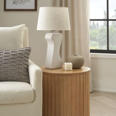 Nourison 21 Off-White Abstract Column Ceramic Table Lamp