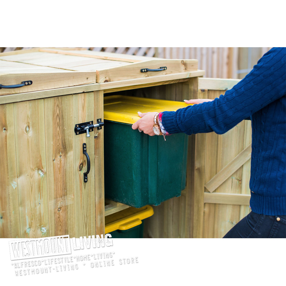 Triple Wheelie Bin Store Double Single Quad Recycling Garden Wooden