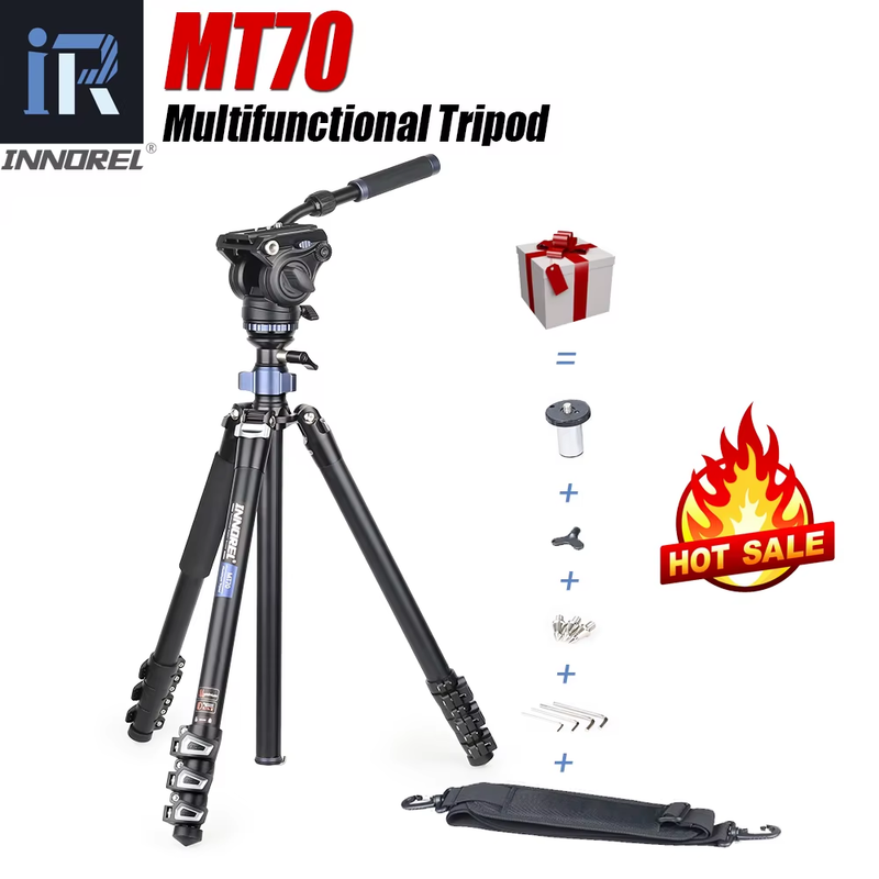 MT70 Multifunctional Video Tripod,Monopod 360 Degree CNC Alloy with Fast Flip Bu