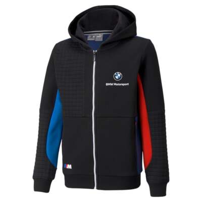 Puma Bmw Mms FullZip Pullover Hoodie Youth Boys Black Повседневная верхняя одежда 531267-04