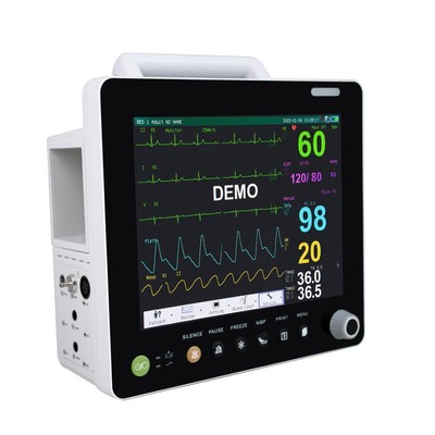 Portable ICU Patient Monitor 12 Inch ECG NIBP RESP TEMP SPO2 PR - Real-Time